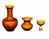 A GROUP OF CHINESE BROWN GLAZE