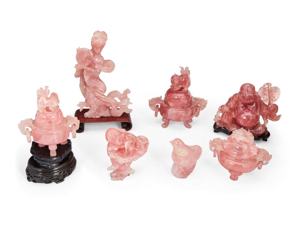 A GROUP OF CHINESE CARVED STONE