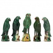 A GROUP OF CHINESE GREEN GLAZE