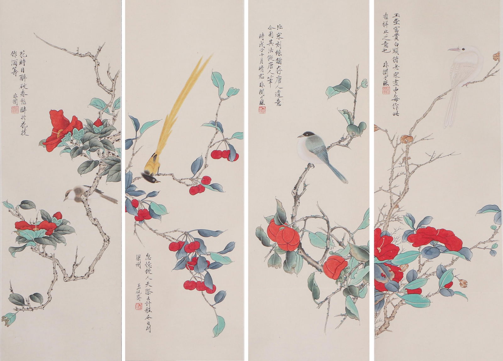 A GROUP OF CHINESE PAINTING FLOWERS