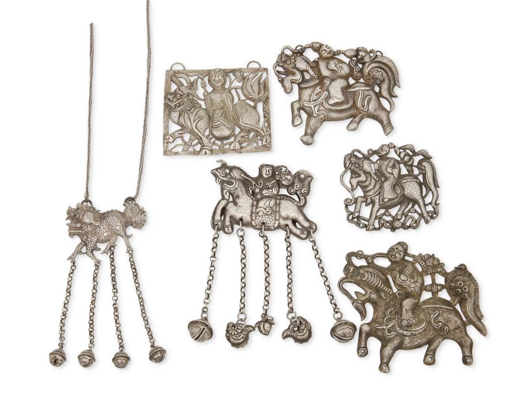 A GROUP OF CHINESE SILVER QILIN