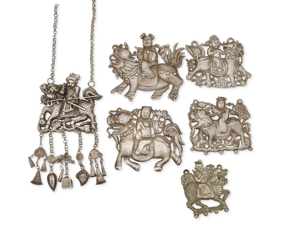 A GROUP OF CHINESE SILVER QILIN