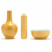 A GROUP OF CHINESE YELLOW MONO