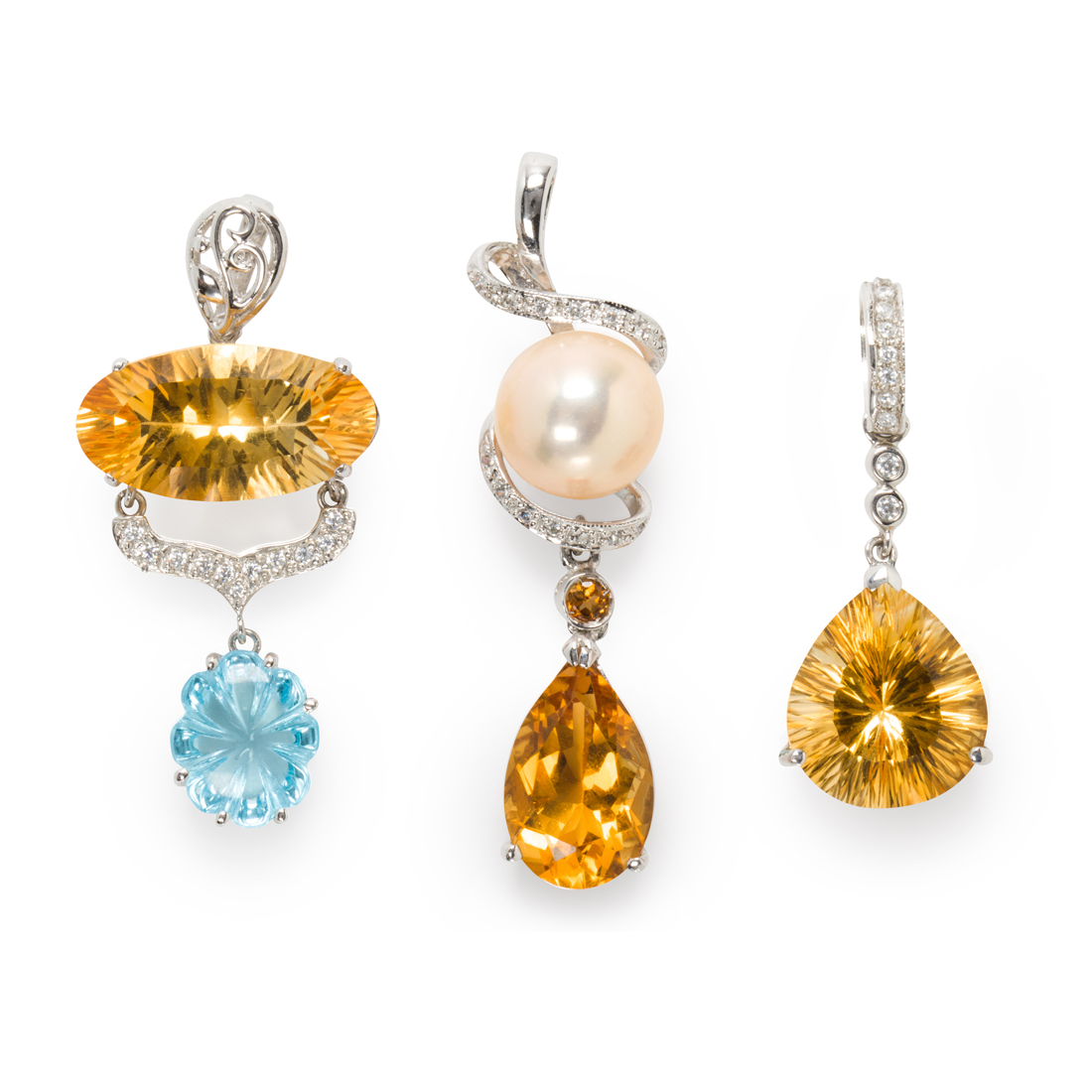 A GROUP OF CITRINE, DIAMOND AND