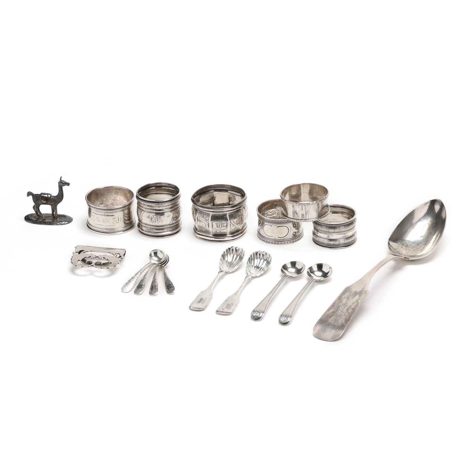 A GROUP OF COIN SILVER AND STERLING
