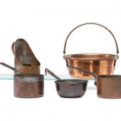 A Group of Copper Kitchen Ware