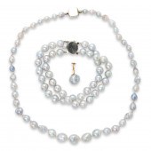 A GROUP OF CULTURED GREY PEARL