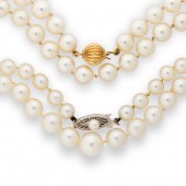 A GROUP OF CULTURED PEARL AND
