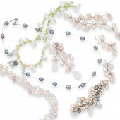 A GROUP OF CULTURED PEARL AND