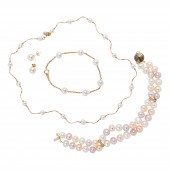 A GROUP OF CULTURED PEARL AND