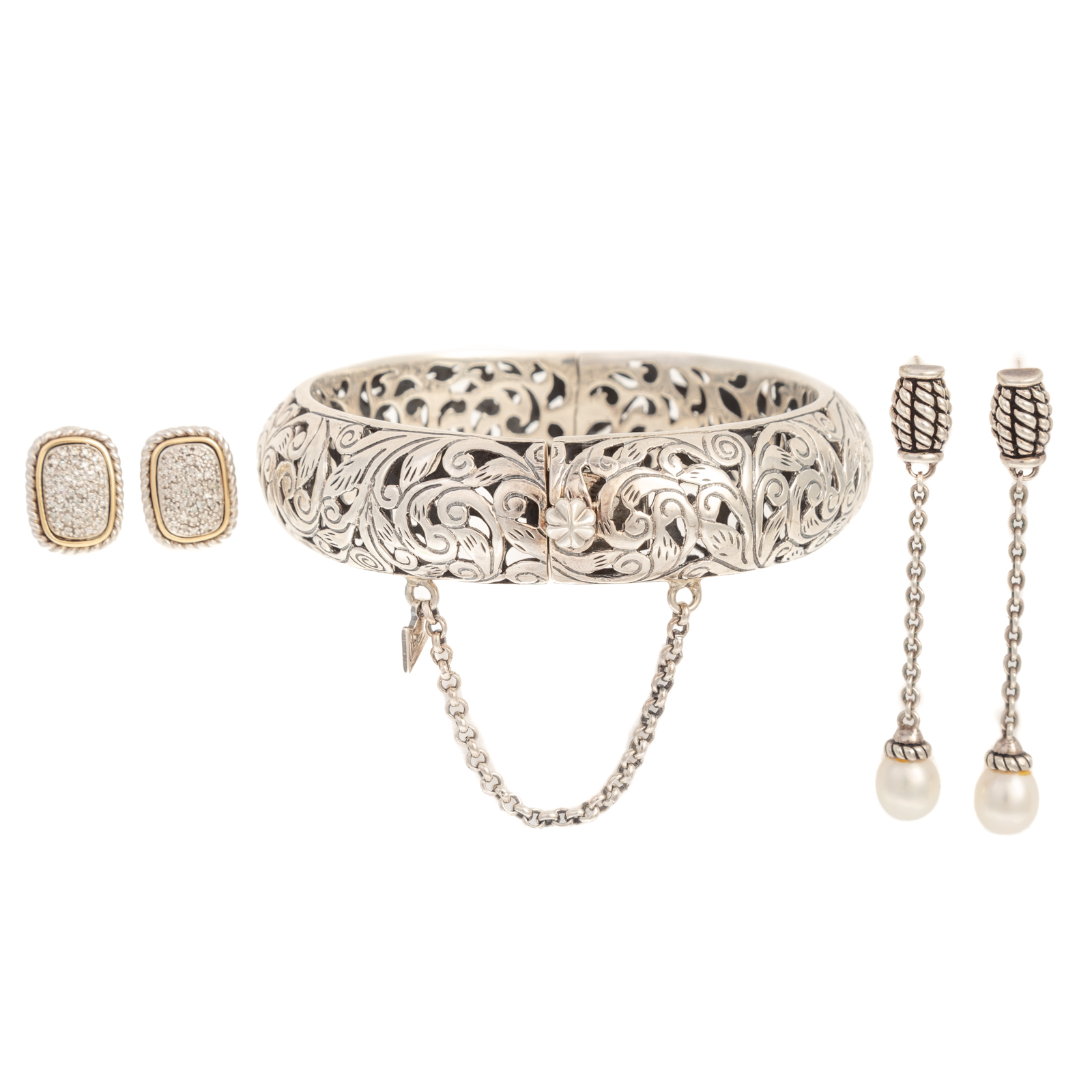 A GROUP OF DIAMOND, PEARL, 14K &