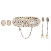 A GROUP OF DIAMOND, PEARL, 14K