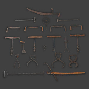 A Group of Early Cast Iron and Wood