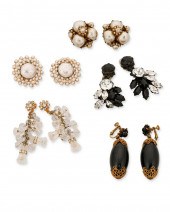 A GROUP OF EARRINGS INCLUDING