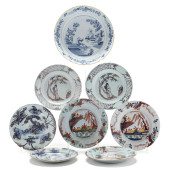 A GROUP OF EIGHT DELFT PLATES