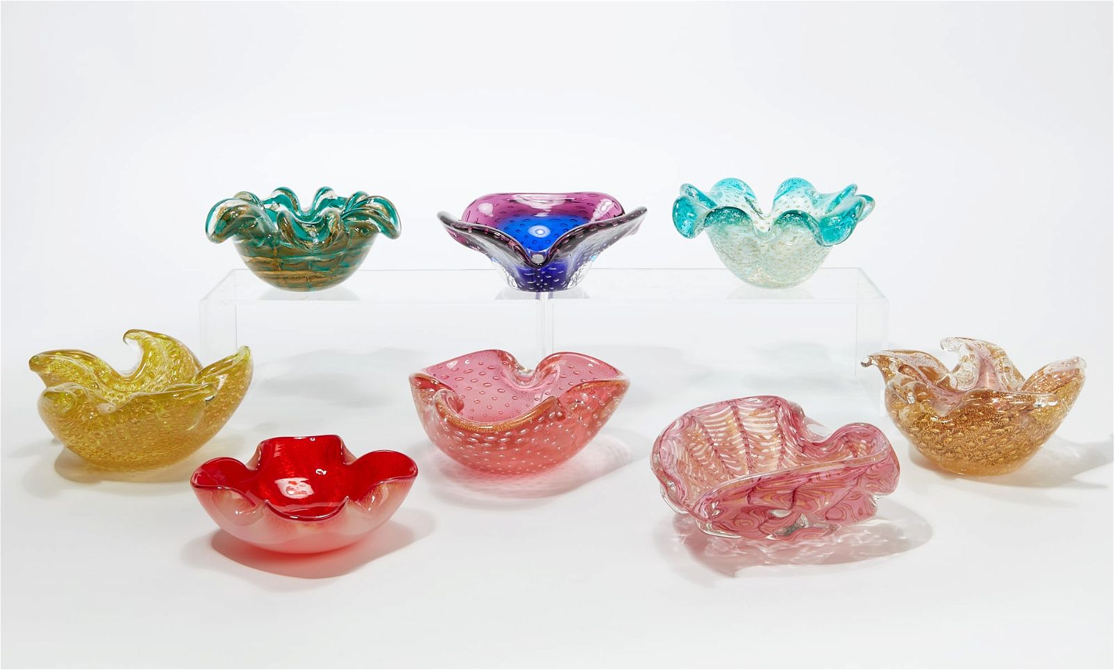 A GROUP OF EIGHT MURANO FREE FORM