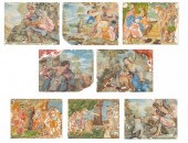 A GROUP OF EIGHT REVERSE GLASS