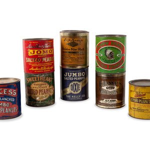 A Group of Eight Salted Peanut Tins