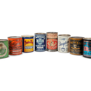 A Group of Eight Salted Peanut Tins