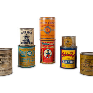 A Group of Eight Salted Peanut Tins