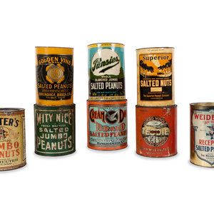 A Group of Eight Salted Peanut Tins