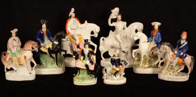 A group of eight Staffordshire