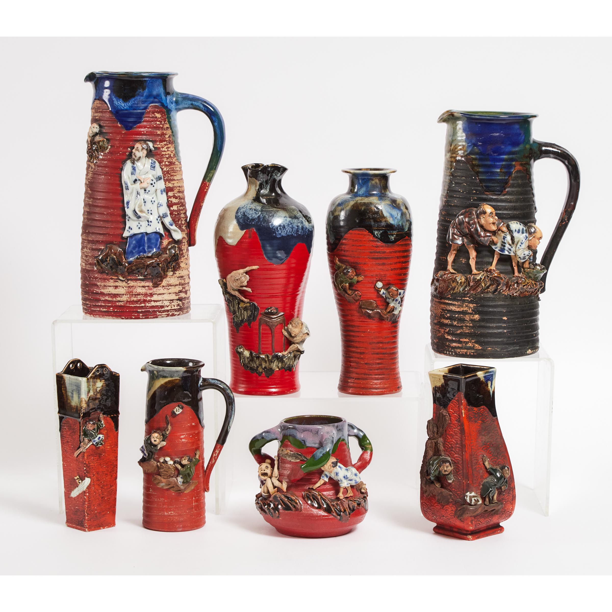 A Group of Eight Sumidagawa Pottery