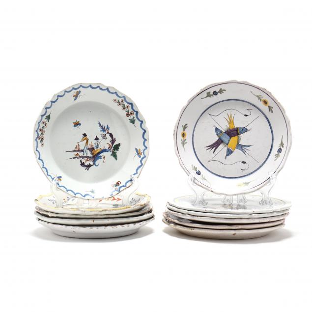 A GROUP OF ELEVEN ANTIQUE FAIENCE