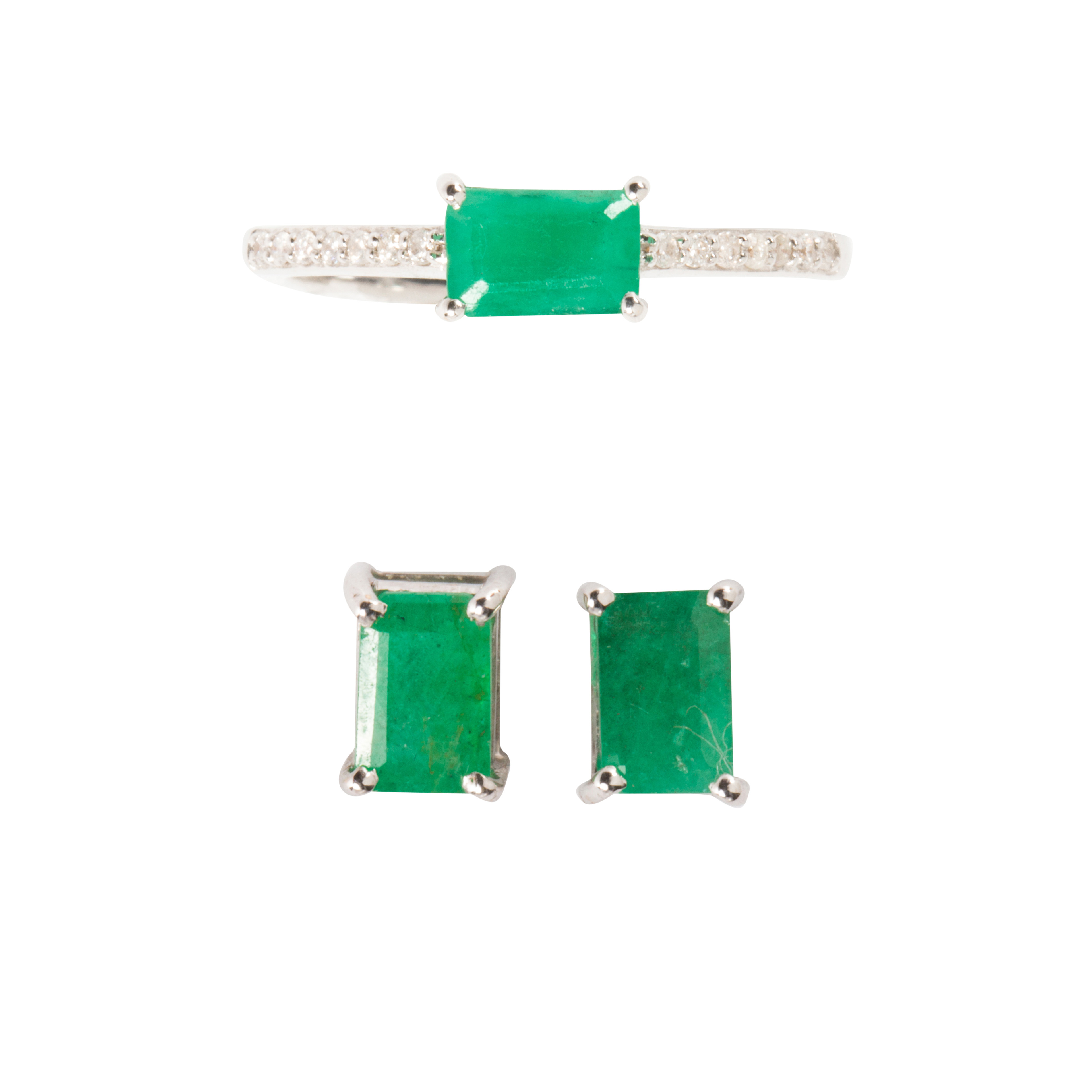 A GROUP OF EMERALD, DIAMOND AND