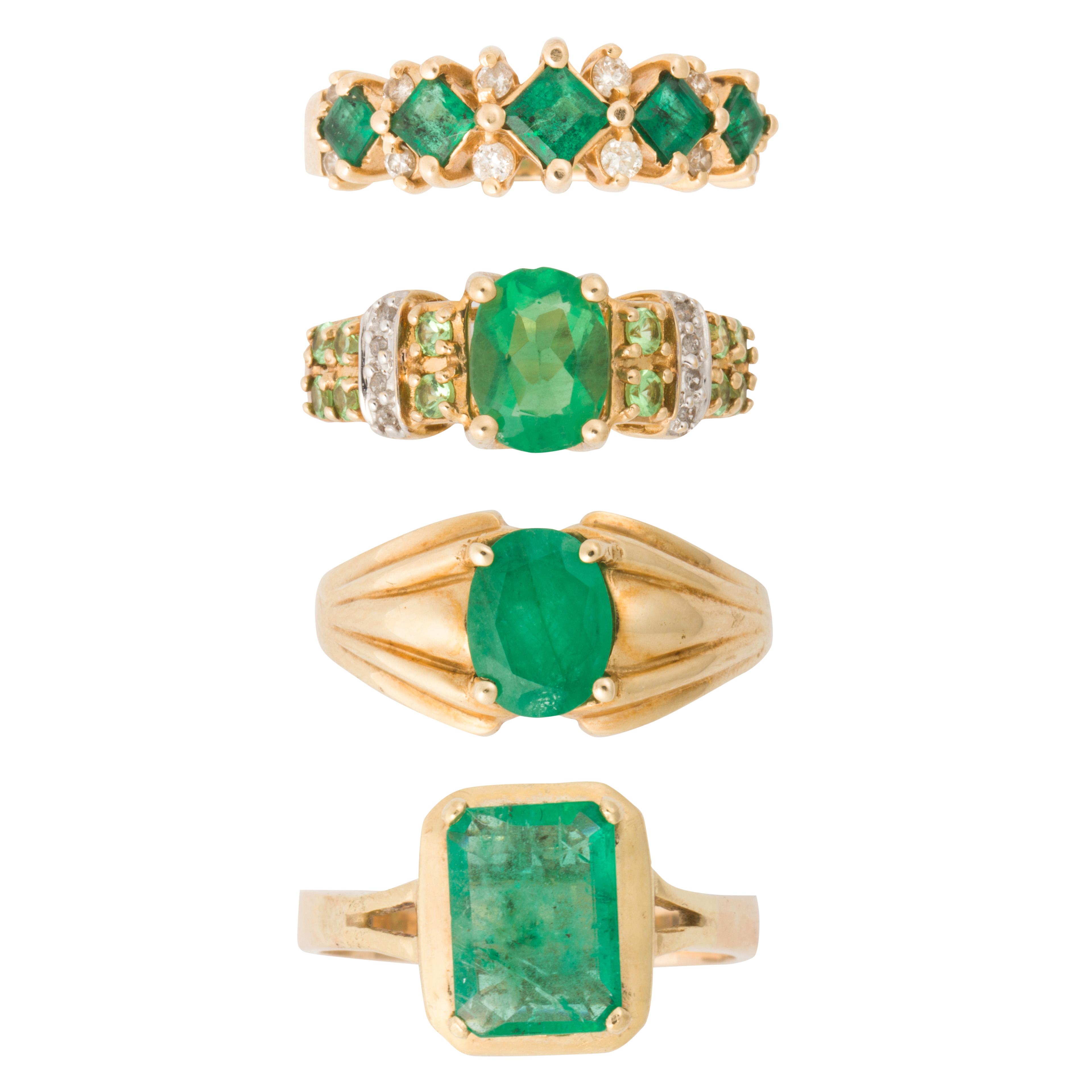 A GROUP OF EMERALD, DIAMOND AND