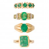 A GROUP OF EMERALD, DIAMOND AN