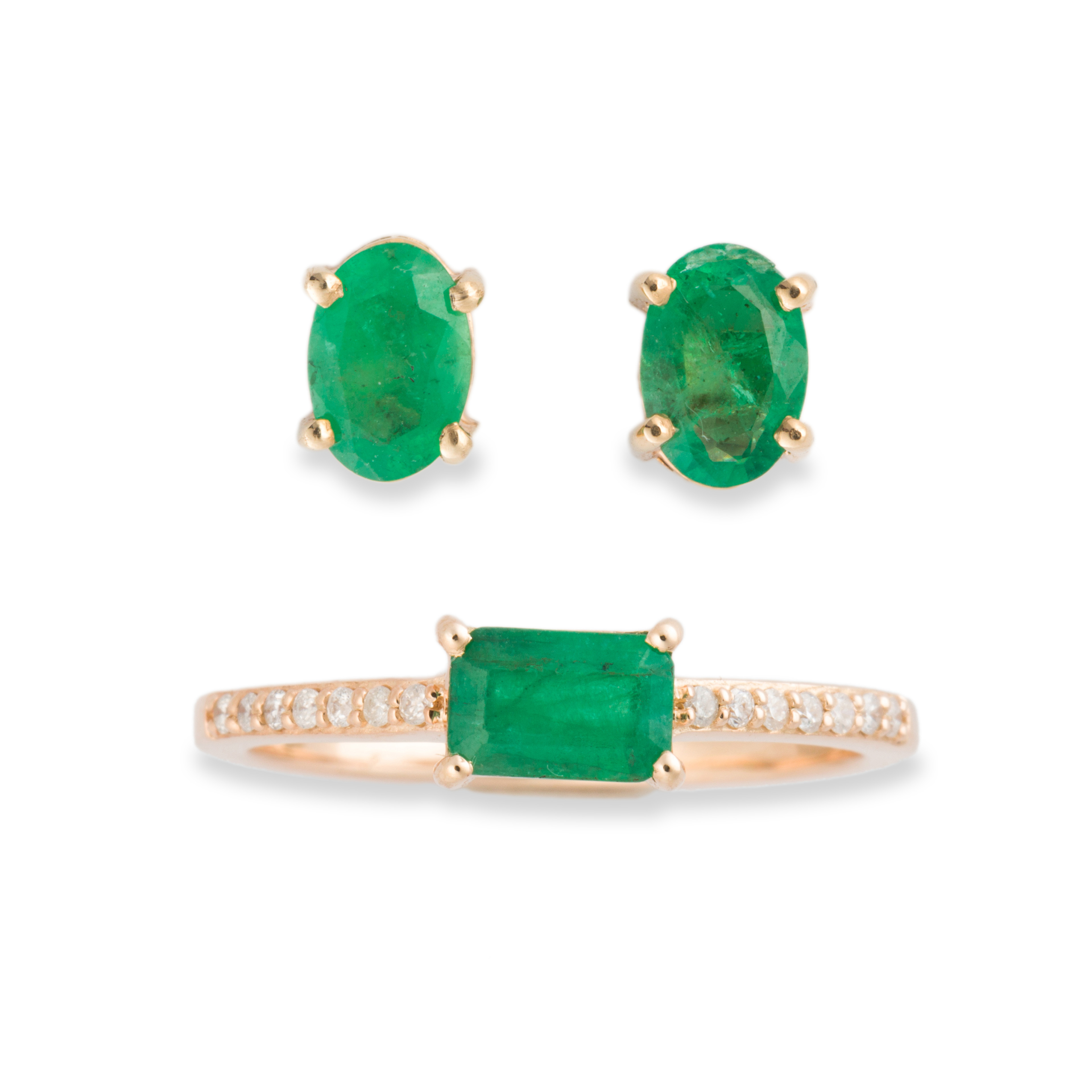 A GROUP OF EMERALD, DIAMOND AND
