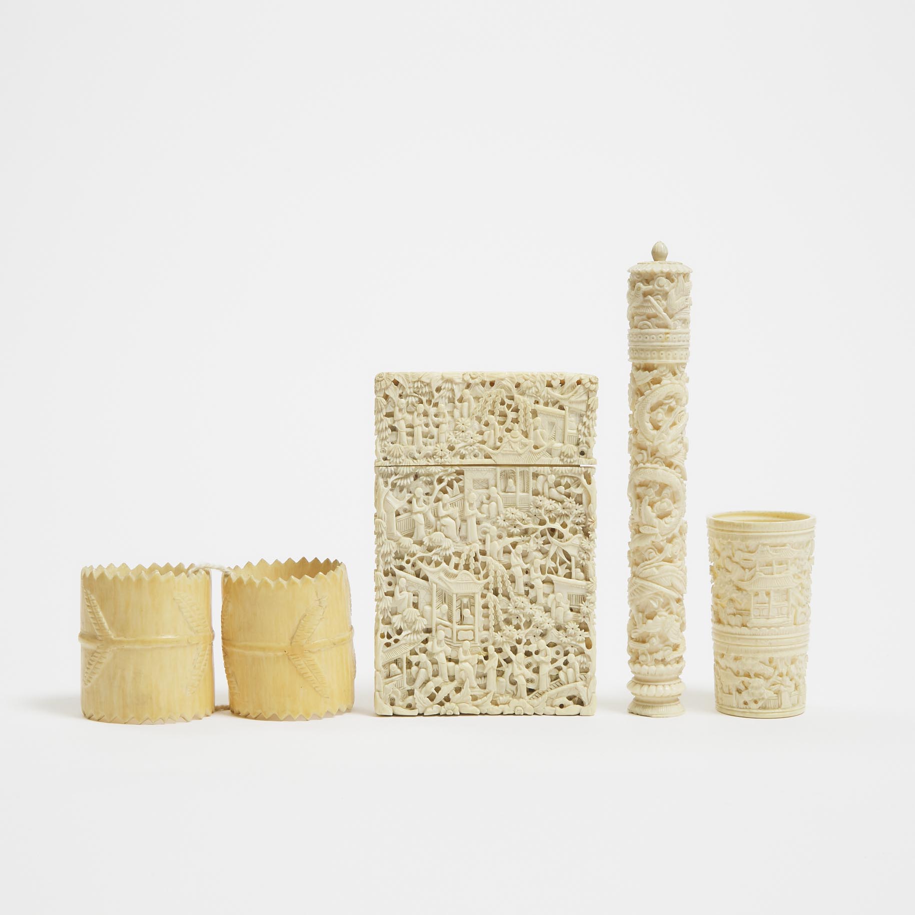 A Group of Finely Carved Ivory