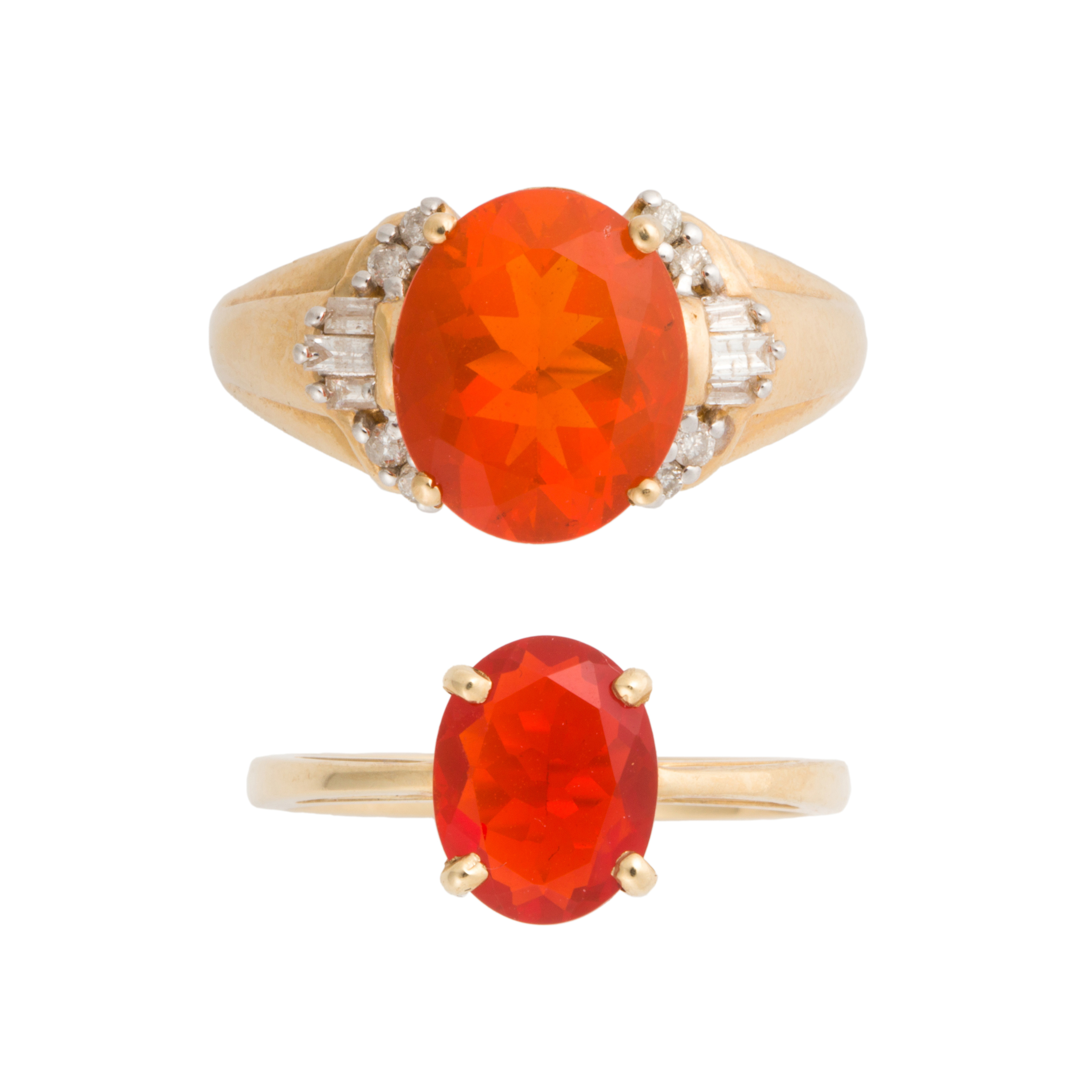 A GROUP OF FIRE OPAL, DIAMOND AND
