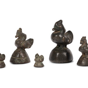 A Group of Five Bronze Brahmani