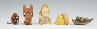 A Group of Five Carved Items