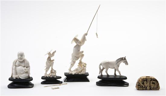 A Group of Five Carved Ivory