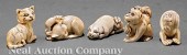 A Group of Five Japanese Ivory