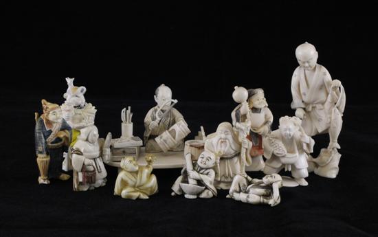 A group of five Japanese ivory