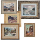 A group of five landscape pain