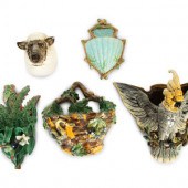 A Group of Five Majolica Wall