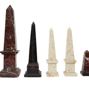 A Group of Five Marble Obelisks