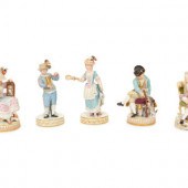 A Group of Five Meissen Porcel