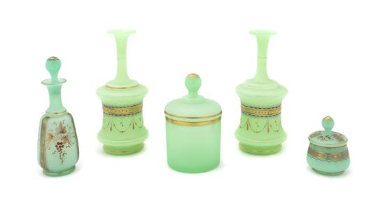 A Group of Five Opaline Glass