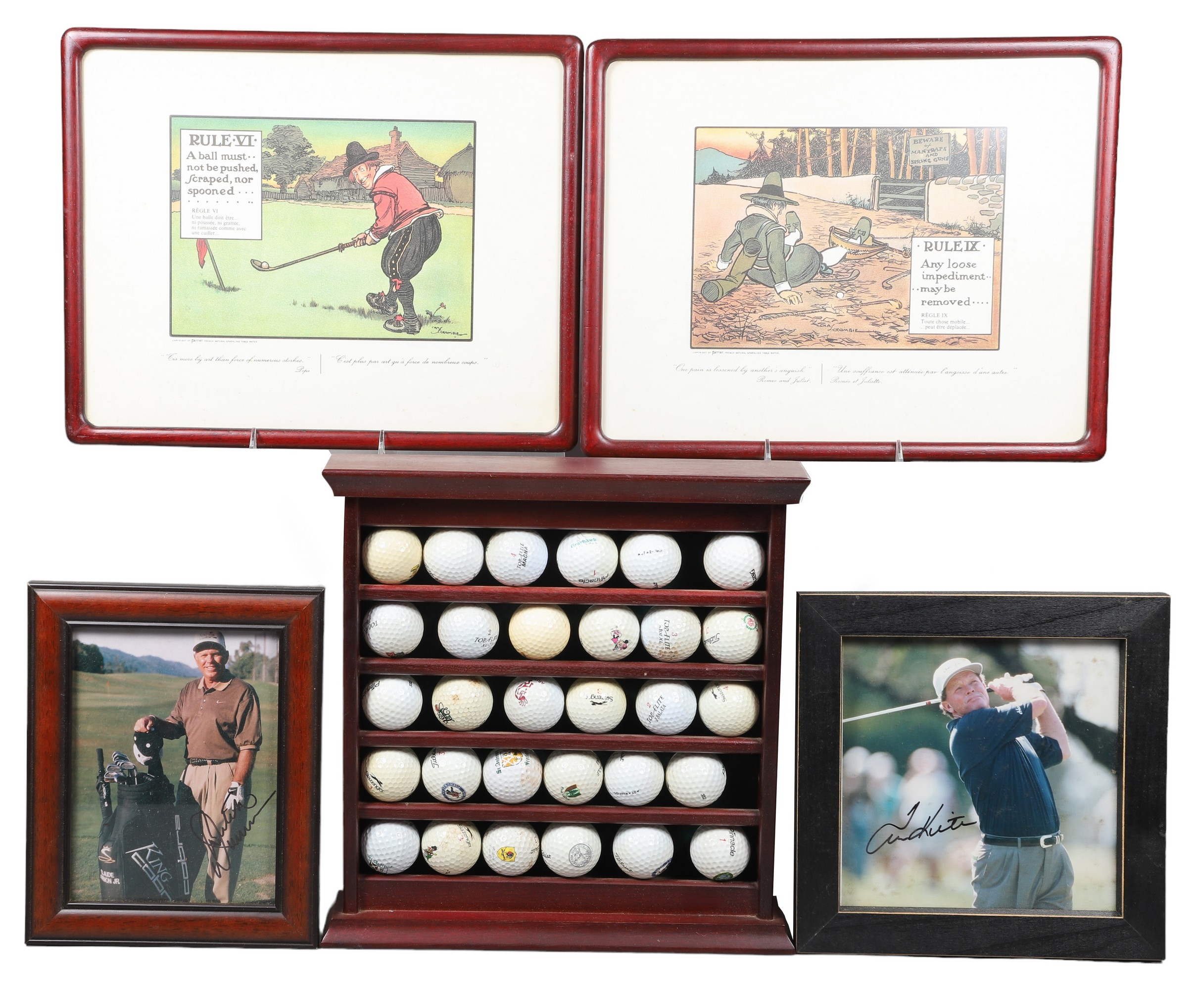 A group of five pieces of golf