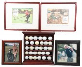 A group of five pieces of golf