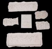 A GROUP OF FIVE PLASTER FRIEZE