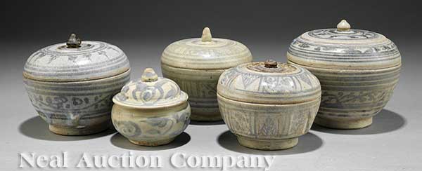 A Group of Five Thai Sawankhalok