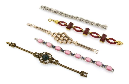 A Group of Five Vintage Bracelets