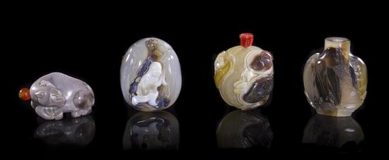 A Group of Four Agate Toggles and
